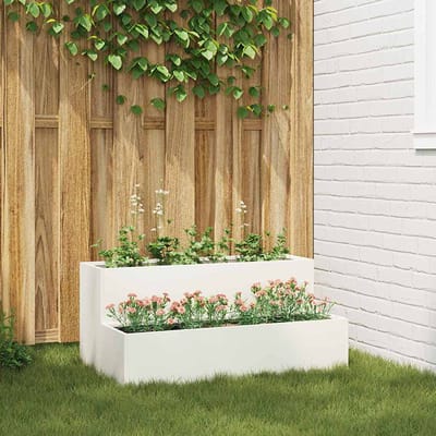 vidaXL - Plantenbak - Wit - 100 - x - 60 - x - 45 - cm - Koudgewalst - staal