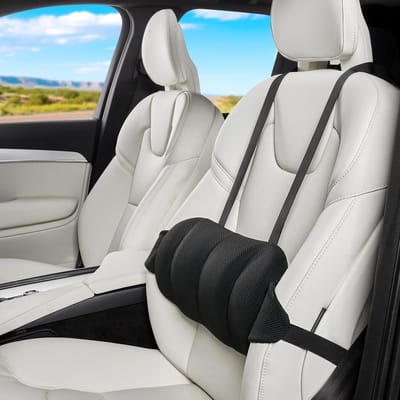 Lendensteunkussen - Rugleuning - Lumbar Support Pillow for Car - In hoogte verstelbaar lendensteunkussen - Lendensteunkussen met bandjes - Elastisch schuim lendensteunkussen voor in de auto - 40*19*8 cm - Zwart