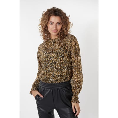 EsQualo Blouse Raglan Untamed Spirit Print Maat: 34 | Longsleeves Outlet | Dames | Zwart