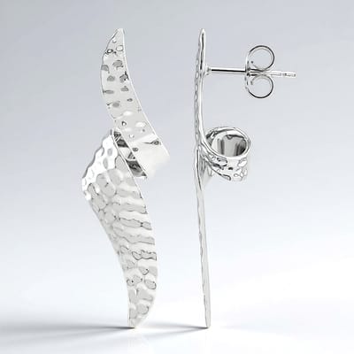 Cavill - Moderne 925 Sterling Zilver Oorbellen met Platinabekleding - Lichtgewicht Golvend Design - Elegante Damesoorbellen - Monosono Collectie