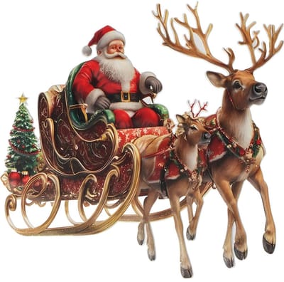 Dekoratief | Wanddeco 'Classic Santa On Sleigh', metaal, 41x39cm | A255788