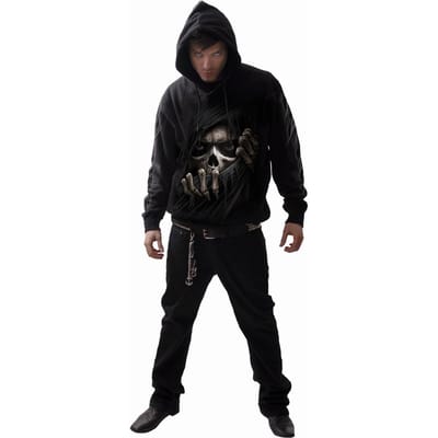 Spiraal Unisex Volwassen Grim Ripper Rug- en Mouwprint Pullover Hoodie (Zwart)