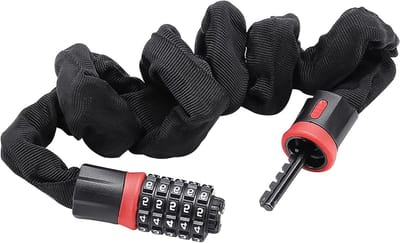 Fietsslot Ketting - Cijferslot Fiets - Diefstal Preventie - 5-Cijferige Code - 90 cm Lengte - Zwart Rood