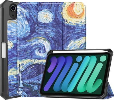 Hoes - Geschikt voor Apple iPad Mini 6 (2021) - 8.3 inch - 6e Generatie - Dun & Stevig - Trifold Bookcase - Hard Cover Case - Met Uitsparing Geschikt voor Apple Pencil - Hardcover Book - Tablet Hoesje - Sterrenhemel