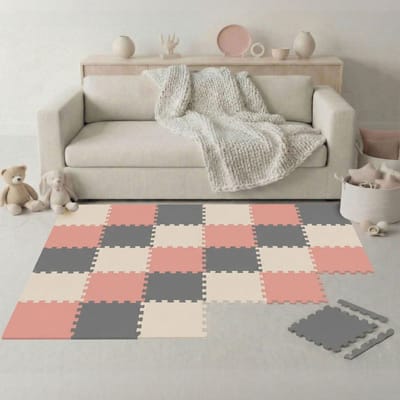 27-delige Kinder Puzzelmat - TÜV-getest - 30x30 cm EVA Foam Tegels met Randen - Opvouwbare Speelmat met Antislip Oppervlak - Isolerende Vloermat voor Kinderkamer