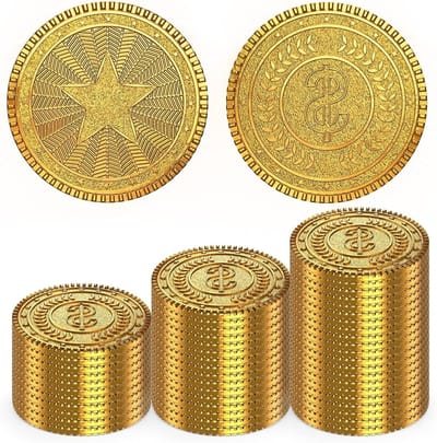 Gouden Munten - Speelgeld Schat - Rollenspel Avonturen - Met Fluweelzakje - 50 Stuks - Goud