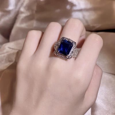 Nouvelle Bague Diamant Saphir Argent Mode Pour Femmes Fête Fiançailles Anniversaire Bijou Cadeau 6 beige