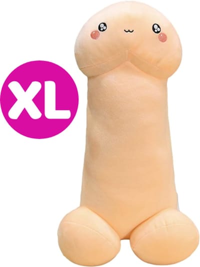 Piemel Penis Pluche Knuffel Kussen XL 50 cm {Piemel Kermis - Extra zacht - Vrijgezellenfeest - Bachelor Party - Dick Plush Toy - Lul Pik Cock}