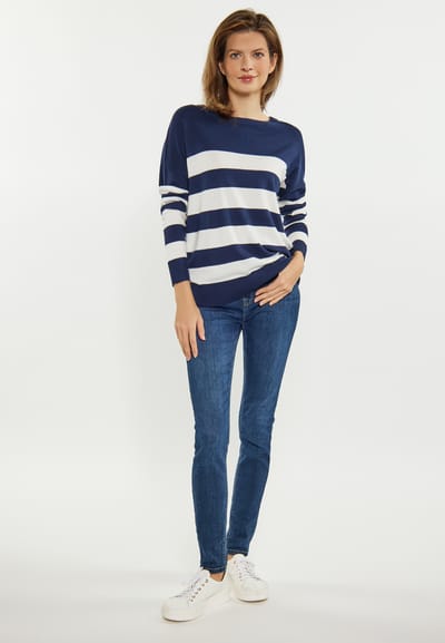 usha Jumper Dames marine wit