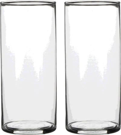 Mica Decorations Cilinder vaas - 2x - H19 cm - transparant - glas - rond - bloemenvaas - boeketten vazen