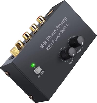 Mini Phono Voorversterker Stereo Met Volumeregeling - Laag Ruis, RCA In/Uit