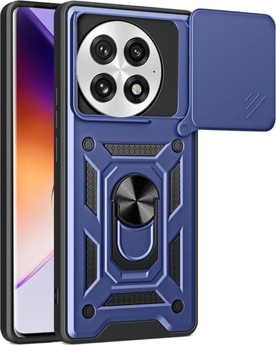 MobyDefend Hoesje - Geschikt voor OnePlus 13 - Pantsercase Met Draaibare Ring - Blauw