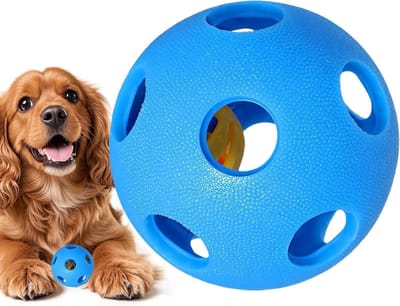 Hondensnackbal - Interactieve bal Kauwspeeltje - Hond Trainen - Met interne bel - 9 x 9 x 9 cm - Blauw