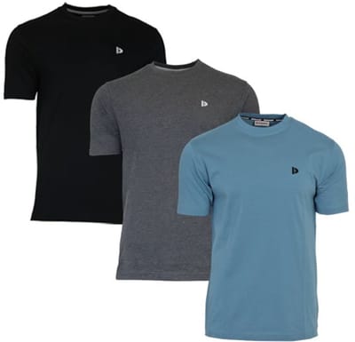 3-Pack Donnay - T-shirt (Vince) - Sportshirt - Heren - Black/Charcoal/Light Denim Blue (769) - maat S
