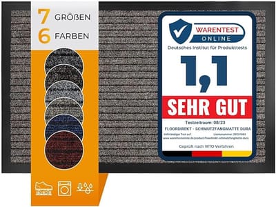 FLOORDIREKT Dura Deurmat - Robuust & Duurzaam - In vele Maten en Kleuren - Antislip Schoonloopmat - Voor Binnen en Buiten - Beige - 40 x 60 cm