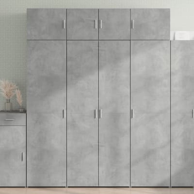 vidaXL - Opbergkast - 80x42,5x225 - cm - bewerkt - hout - betongrijs