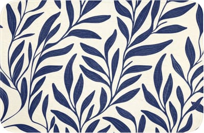 WC mat 60x40 cm - Antislip - Bladeren - Klimop - Donkerblauw - Toiletmat - Vloermat - Douchemat - Toilet tapijt - Toiletmatten