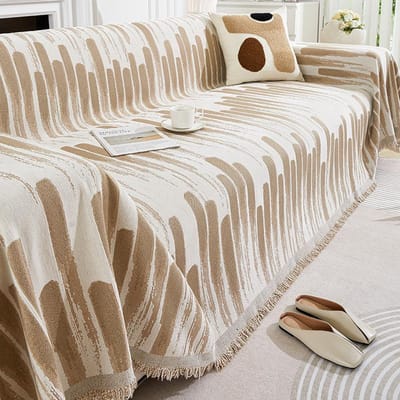 Eenvoudige lijnpatroon bank handdoekhoes, omkeerbare chenille bankhoes, woonkamer 3-zits bankhoes vier seizoenen universeel 180x130cm