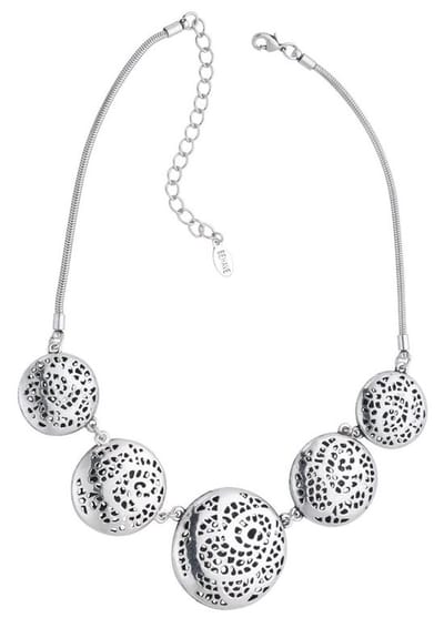 Behave - Ketting met cirkelvormige hangers, zilverkleur - 42 cm + 7 cm verlengketting