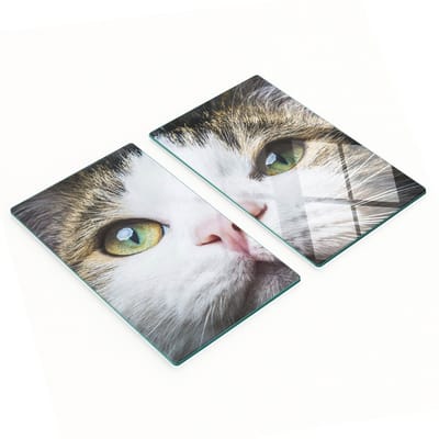 Stijlvolle en duurzame glazen borden met groene kattenoogprint, 2x30x52 cm