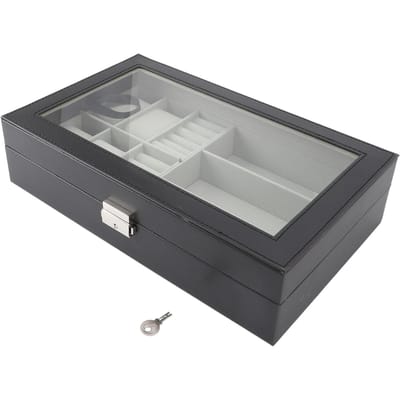 Horloge Opbergdoos Waterdicht Stofdicht 4 Sleuven 3 Vakken voor Brillen Ringlaag Horlogekoffer gray