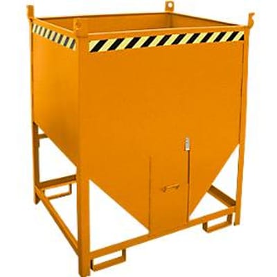 Bauer silocontainer SGS 100, met schuifpoort, L 1000 x B 1200 x H 1495 mm, 1 m³, tot 1500 kg, staal, geel-oranje
