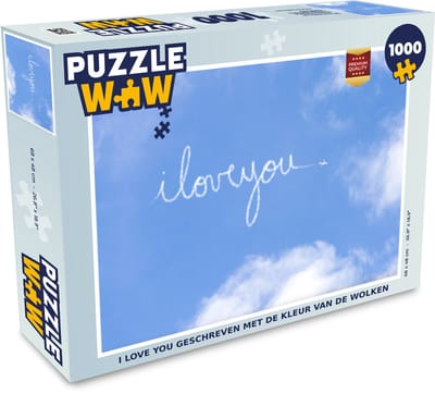 Puzzel I love you geschreven met de kleur van de wolken - Legpuzzel - Puzzel 1000 stukjes volwassenen