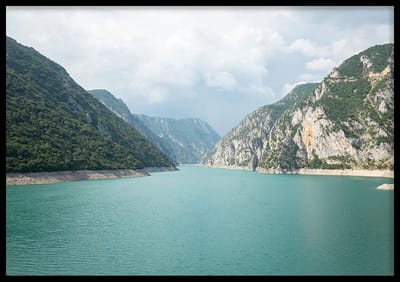 Poster Blauw Meer - 30x40cm Met Fotolijst - Natuur Poster - WALLLL