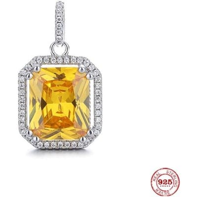 925 Sterling Zilver Volledige Diamant Hanger Roze Gele Zirkoon Ketting Onzichtbare Transparante Mode Sieraden Cadeaus Voor Meisje geel