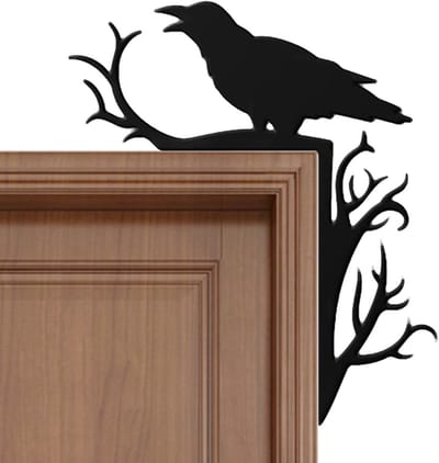 Deurkozijn Decor - Hoekbord Ornament - Huis Versieren - Waterdicht IJzer - 22 x 20 cm - Zwart