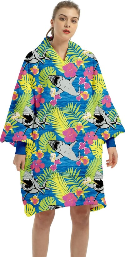 JAXY - Hoodie Deken - Snuggle Hoodie - Fleece Deken Met Mouwen - Snuggle - Cuddle Hoodie - 1450 Gram - Surf