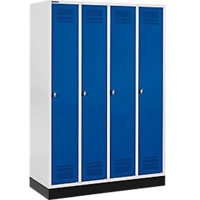 Schäfer Shop Genius Kledinglocker met fitting, 4 compartimenten, draaigrendelslot, lichtgrijs/gentiaanblauw