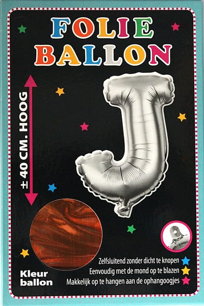 Folieballon - J - Letter Brons - 40cm - Folie - Ballon - Zelfsluitend - Eenvoudig Met Mond Opblazen - Ophangoogjes - Touche Cards