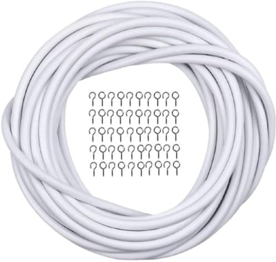 Dailygoody - Gordijnkabel - 10 m Witte Kabel - Ideaal voor Gordijnen en Decoratie - Kunststof en Staal - Multifunctioneel - Perfect voor Thuis en Tuin