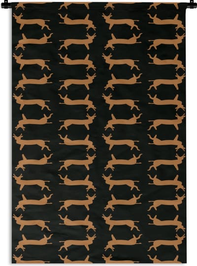 Wandkleed - Wanddoek - Patroon - Hert - Zwart - Bruin - 60x90 cm - Wandtapijt