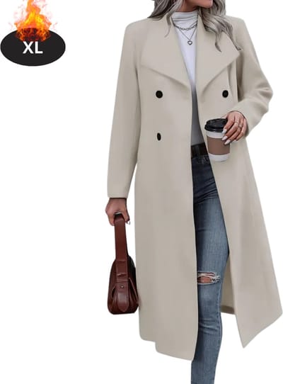 Bovista Mantel Dames - Tussenmantel - Jas - Mantelpakje - Trenchcoat - Overjas - Overcoat - Winter - Abrikoos - XL
