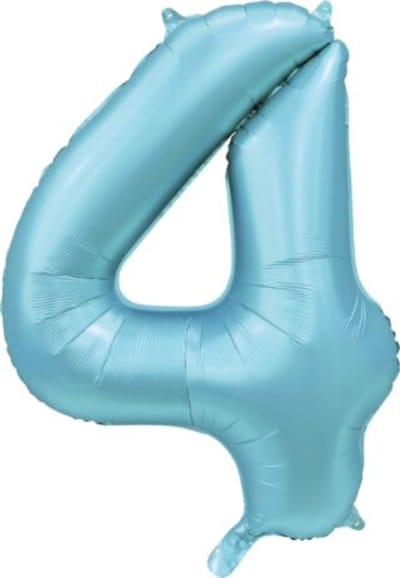 Folie Ballon Cijfer 4 Satin licht blauw XL 86 cm