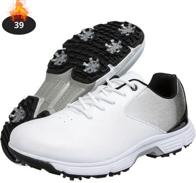 Livano Golfschoenen Heren - Golfkleding - Golfschoenen Antislip - Waterdicht - Golfen - Met Spikes - Wit/Zwart - 39