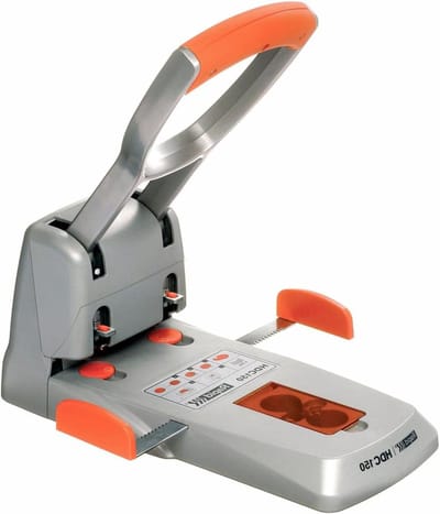 Heavy Duty Perforator - Papierpons - Documenten Organiseren - Pons tot 150 Vel - 2 Gaten - Zilver Oranje