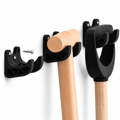 3 Stuks Universele Tuinhouder - Wandhaak Voor Tuingereedschap - Bezemhouder - Schop Houder - Ophangsysteem Garage & Schuur - Tot 35mm Steel - Zwart