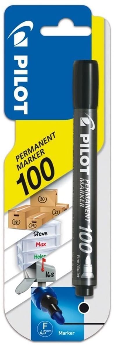 Pilot SCA-100 Permanente Marker Zwart - Schrijft 24u Zonder Dop