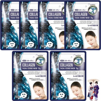Mitomo Collagen Moisturizing Essence Gezichtsmasker - Vermindert Stress Rimpels en Huidveroudering - Face Mask - Gezichtsverzorging Masker - 6 Stuks