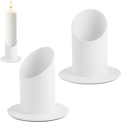Kandelaars voor communiekaarsen - 4 cm - wit metaal - druppelbescherming voor een nette uitstraling - ShopVlot