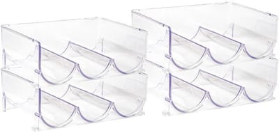 Plasticforte Flessenrek - 4x - 3 flessen - koelkast organizer - stapelbaar - kunststof - wijnrek - 20 x 29 x 11 cm