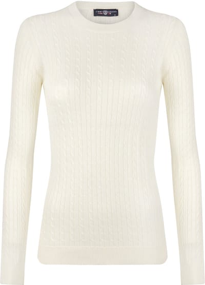 Jimmy Sanders Kabeltrui - Trui Ronde Hals - 100% Katoen Dames Ecru - L