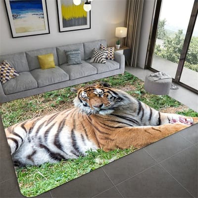 Dier Tijger Woonkamer Tapijt Huis Entree Welkom Deurmat Kinderen Kruipen Spelen Zachte Pad Slaapkamer Gang Decor Vloerkleden 40x60cm gray