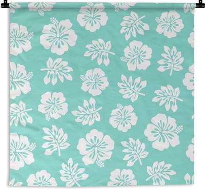 Wandkleed - Wanddoek - Hawaii - Hibiscus - Bloem - Patronen - 90x90 cm - Wandtapijt