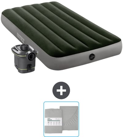 Intex Luchtbed - 1-Persoons - 99 x 191 x 25 cm - Groen - Inclusief pomp en Hoeslaken