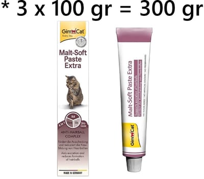 ** 3 x ** Gimcat haarbalpasta 100 gr = 300 gram - 4 in 1 : malt , vezels en olien - bevorderen het welzijn van uw kat