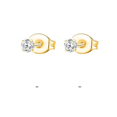 Twice As Nice Oorbellen in goudkleurig edelstaal, 1 zirkonia van 3 mm